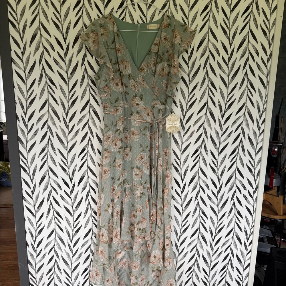 Altar'd State Black and White Maxi Sundress with V-Neck